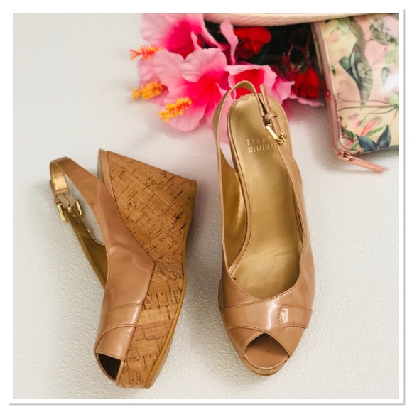 Stuart Weitzman Peep Toe Wedge Slingback Sandal - Picture 8 of 8